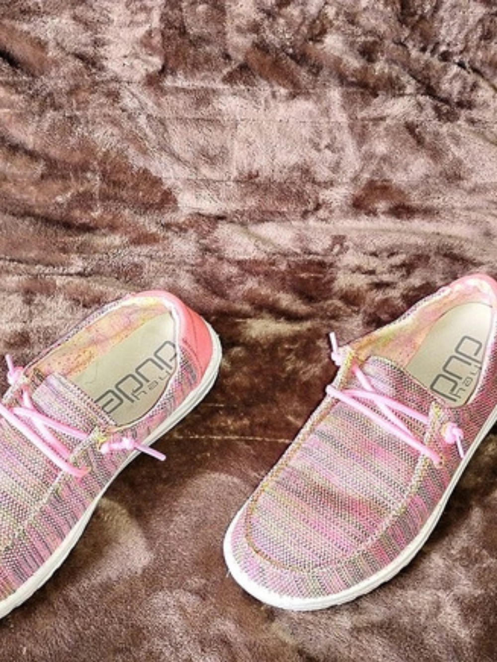 Hey Dude Wendy Sox Pink Striped Sneakers